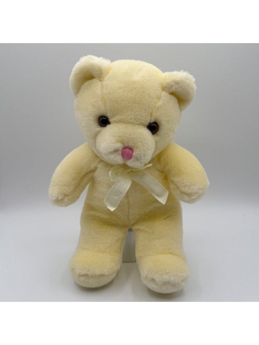 1992 A&A Plush Inc. Yellow Rattle Teddy Bear 10” Stuffed Plush Animal